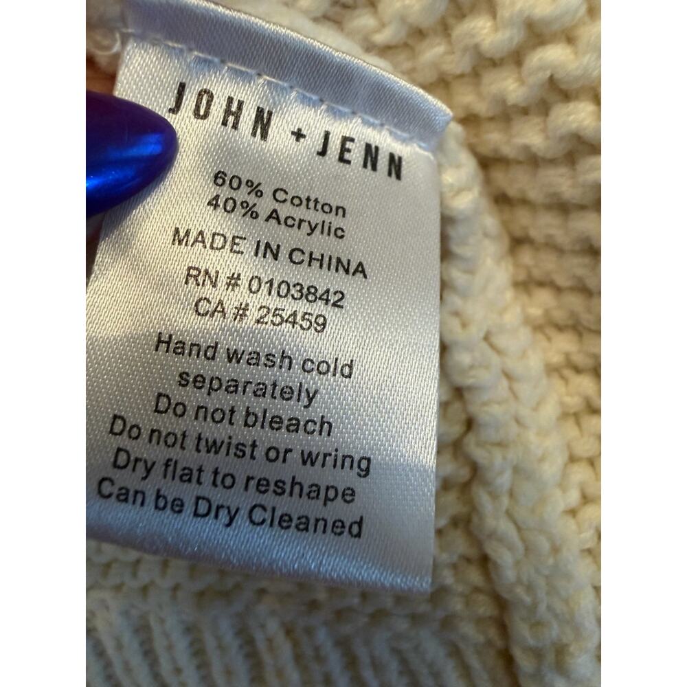 John + Jenn Cream Knit Sweater Vest Gold Button Pocket Open Front Size Large - Picture 8 of 8